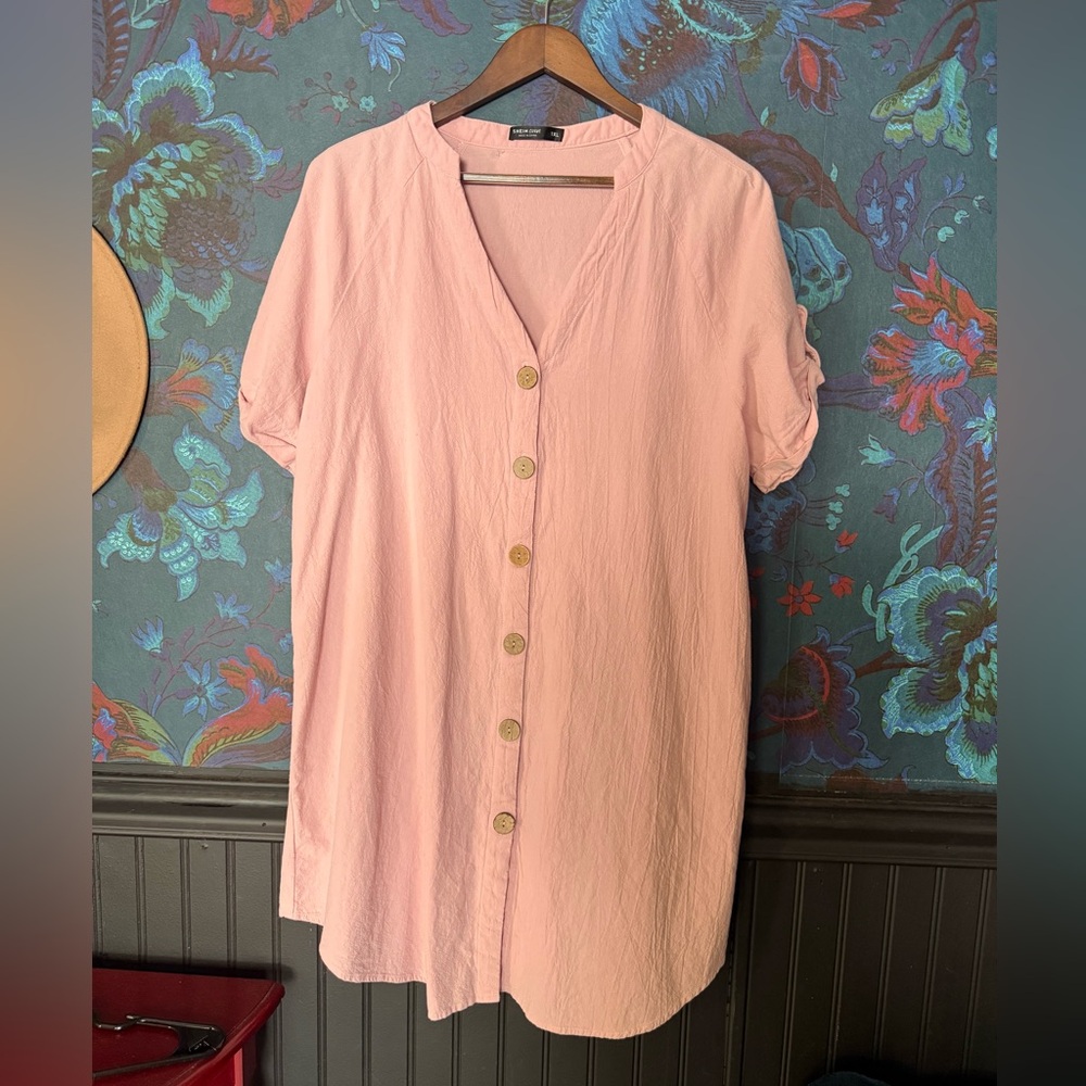 Pink Button-Up Women's Dress